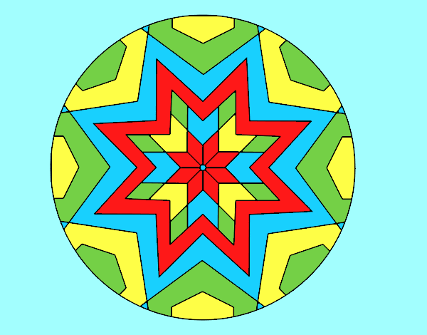Coloring page Mandala star mosaic painted byAnia