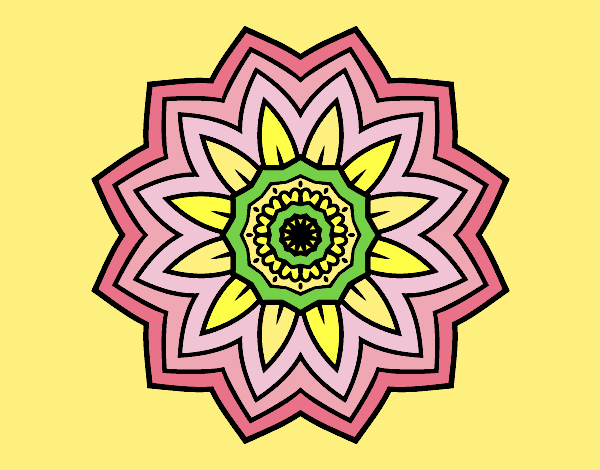 Coloring page Flower mandala of sunflower painted byAnia