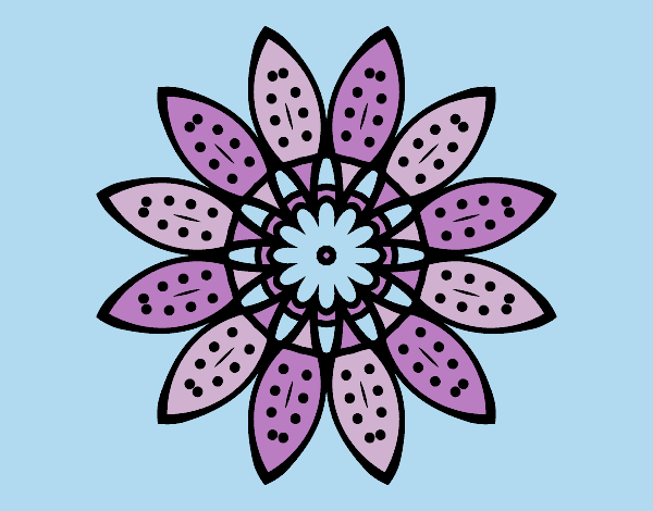 Coloring page Flower mandala with petals painted byAnia
