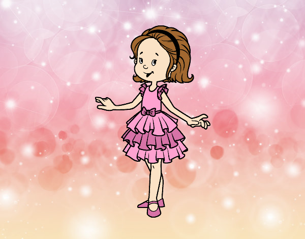 Coloring page Girl with party dress painted byAnia