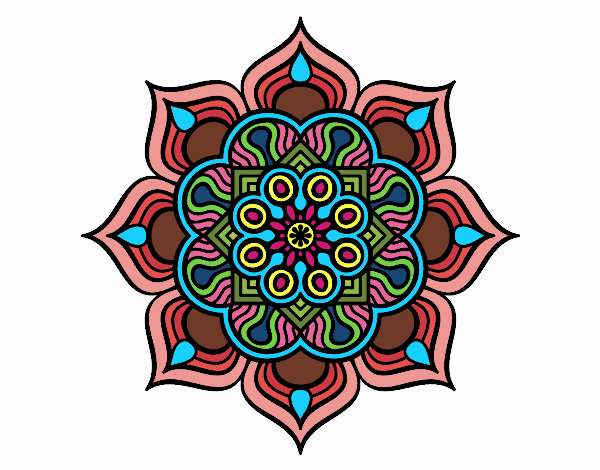 Coloring page Mandala flower of fire painted byTegan 