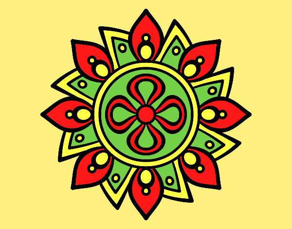 Coloring page Mandala simple flower painted byAnia
