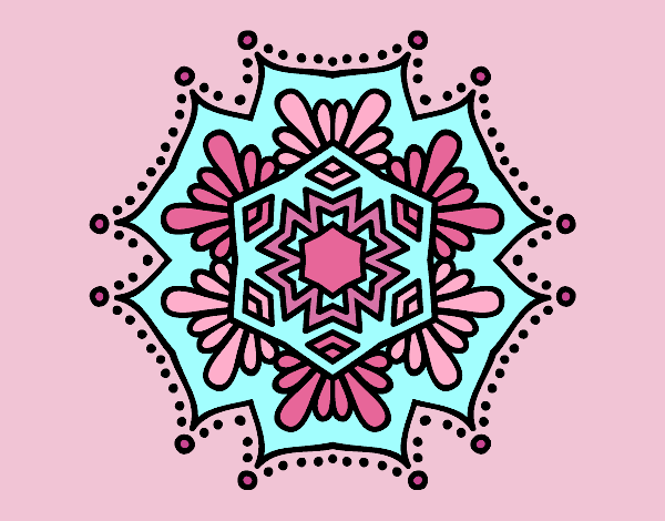 Coloring page Symmetrical flower mandala painted byAnia