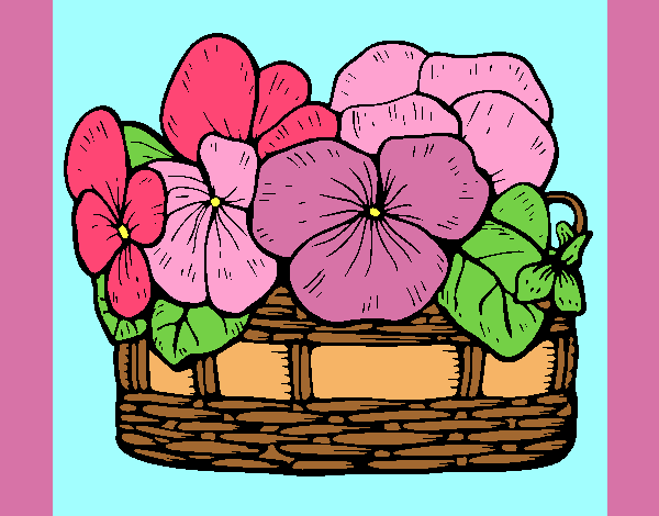 Coloring page Basket of flowers 12 painted bylorna