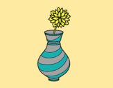 Coloring page Chrysanthemum in a vase painted bylorna