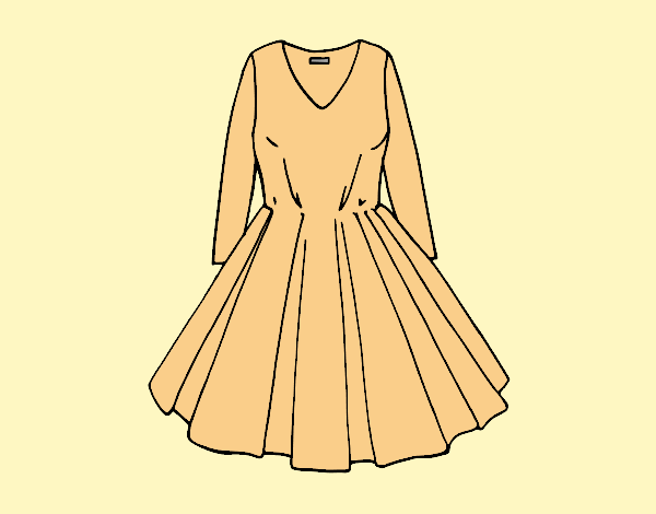 Coloring page Dress with full skirt painted bylorna