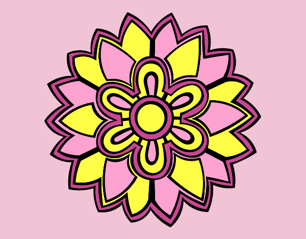 Coloring page Flower Mandala shaped weiss painted bylorna