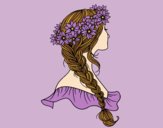 Coloring page Hairstyle with braid painted bylorna