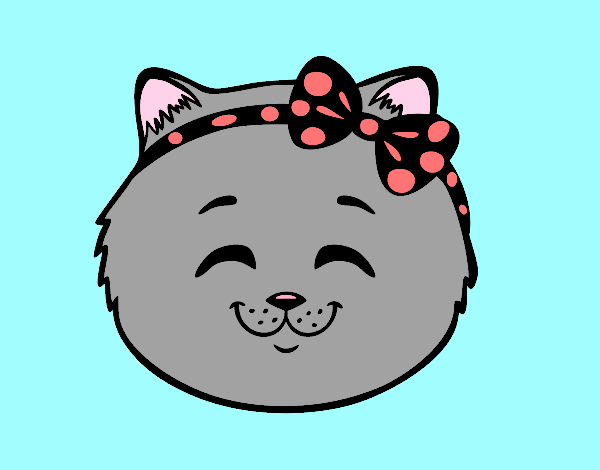 Coloring page Happy cat girl face painted bylorna