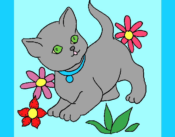 Coloring page Kitten painted bylorna