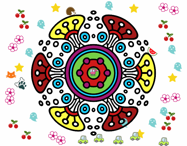 Coloring page Mandala distant world painted byviki