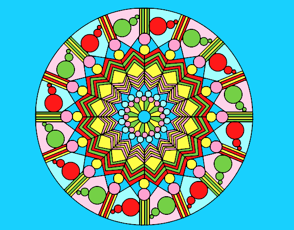 Coloring page Mandala flower with circles painted bylorna