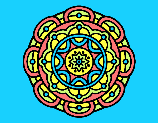 Coloring page Mandala for mental relaxation painted bylorna