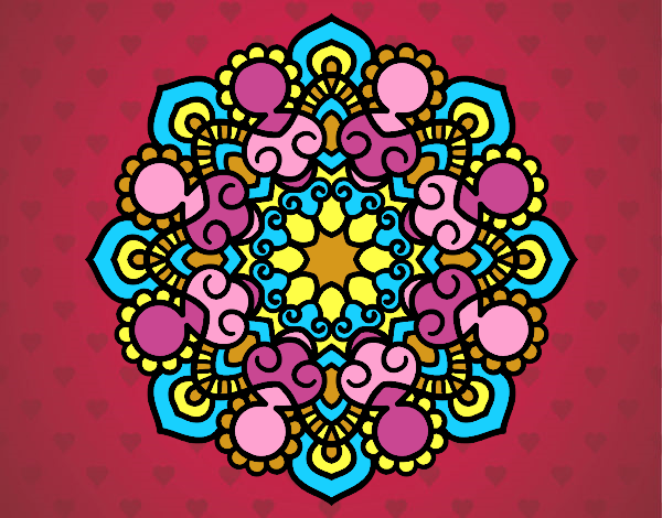 Coloring page Mandala meeting painted bylorna