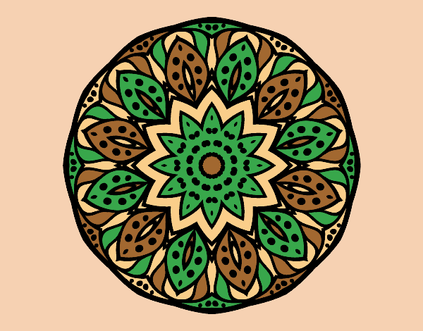 Coloring page Mandala of nature painted bylorna