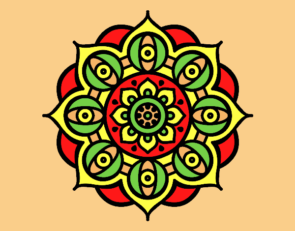 Coloring page Mandala open eyes painted bylorna