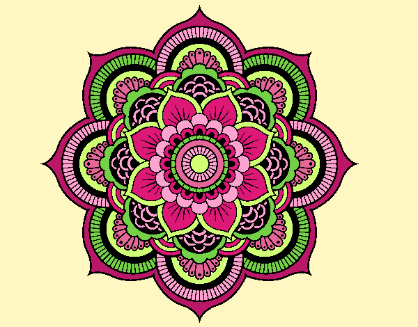 Coloring page Mandala oriental flower painted bylorna
