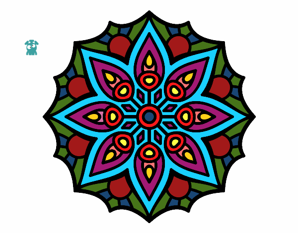 Coloring page Mandala simple symmetry  painted byviki