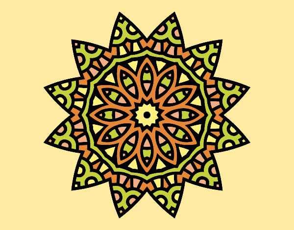 Coloring page Mandala star painted bylorna