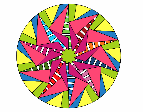 Coloring page Mandala triangular sun painted byviki