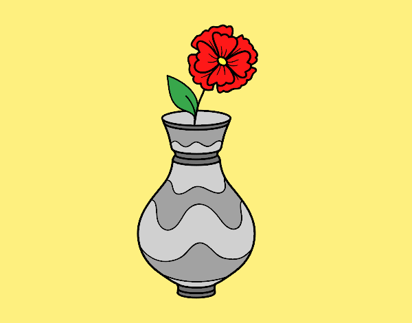 Coloring page Poppy with vase painted bylorna