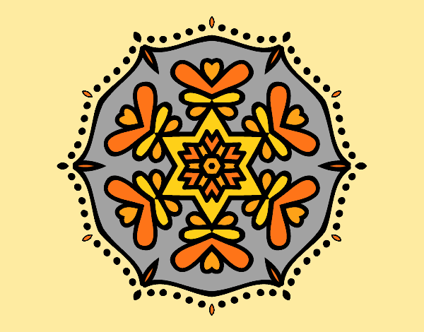 Coloring page Symmetric mandala painted bylorna