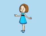 Coloring page Girl with summer dress painted bylorna