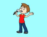 Coloring page Kid singing  painted bylorna