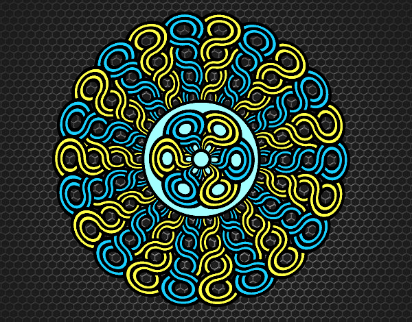 Coloring page Mandala braided painted bylorna