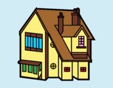 Coloring page Single-family house painted bylorna