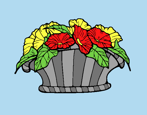 Coloring page Basket of flowers 9 painted bylorna