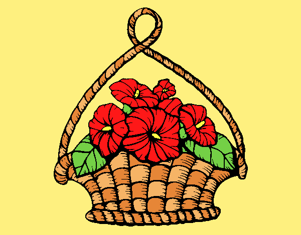 Coloring page Basket of flowers painted bylorna