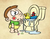 Coloring page Boy in the toilet painted bylorna