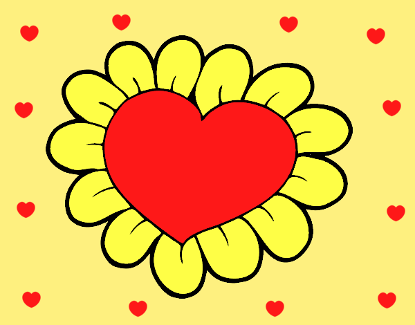 Coloring page Flower heart painted bylorna