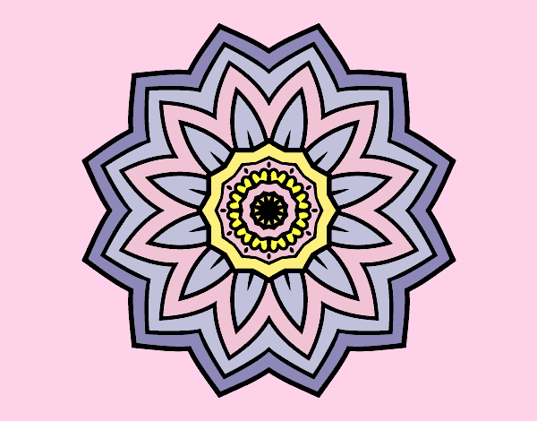 Coloring page Flower mandala of sunflower painted bylorna