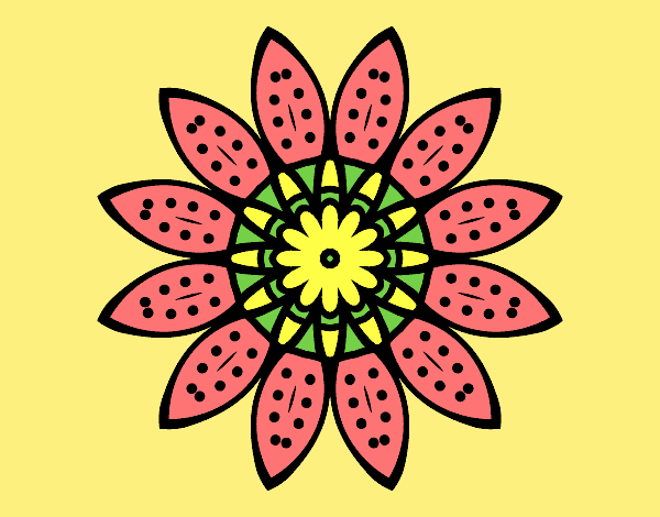 Coloring page Flower mandala with petals painted bylorna