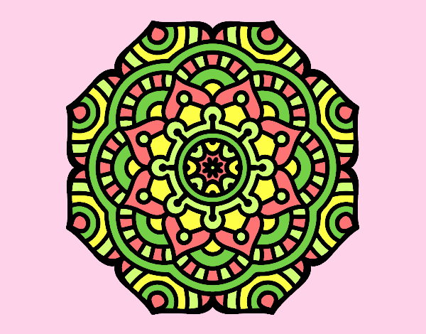 Coloring page Mandala conceptual flower painted bylorna