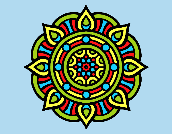 Coloring page Mandala fire points painted bylorna