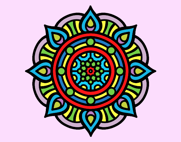 Coloring page Mandala fire points painted byrobo