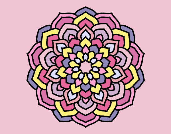 Coloring page Mandala flower petals painted bylorna