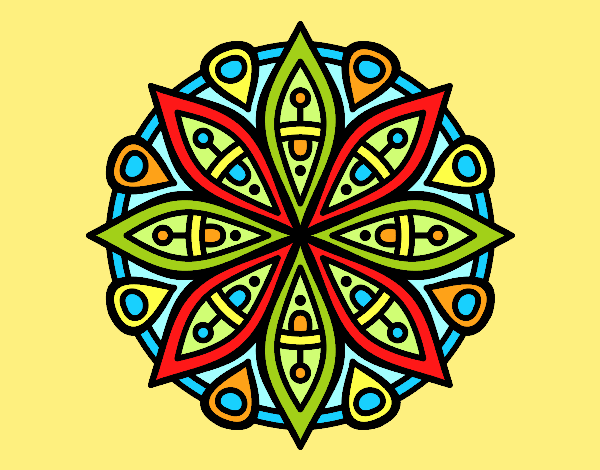 Coloring page Mandala for the concentration painted bylorna