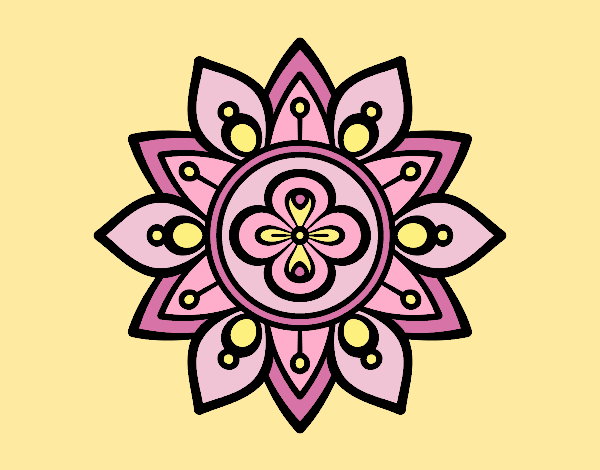 Coloring page Mandala lotus flower painted bylorna