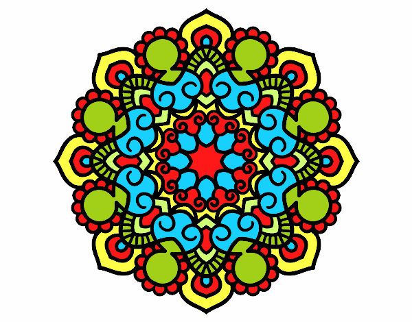 Coloring page Mandala meeting painted byrobo