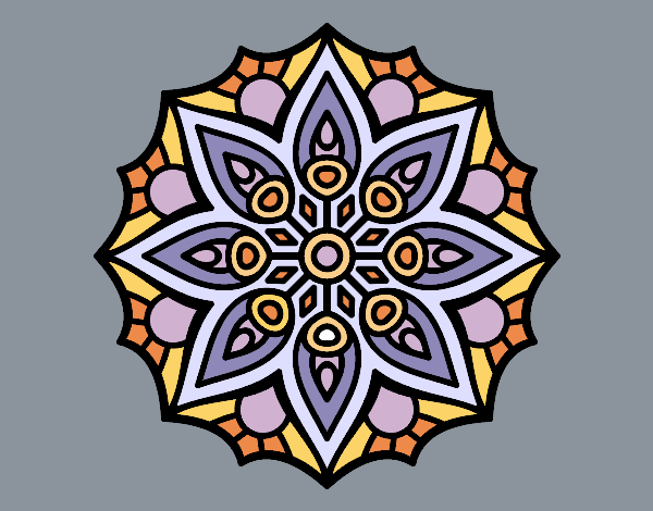 Coloring page Mandala simple symmetry  painted byrobo