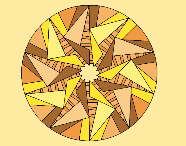 Coloring page Mandala triangular sun painted bylorna