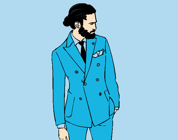 Coloring page Modern boy wearing suit painted bylorna