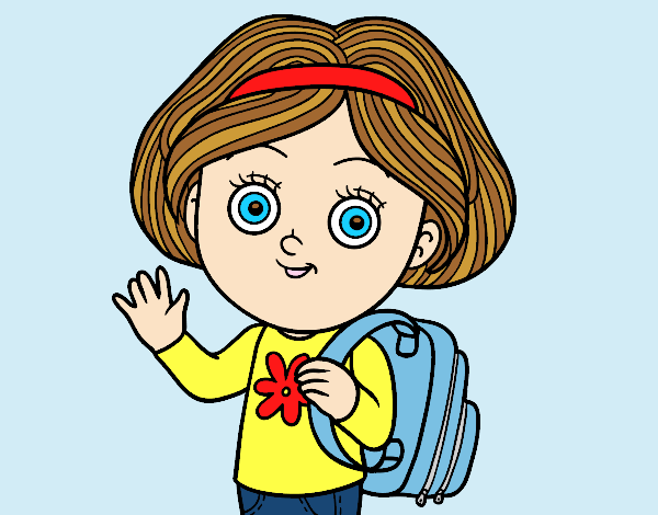Coloring page School girl painted bylorna