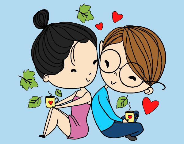 Coloring page Two young lovers painted bylorna