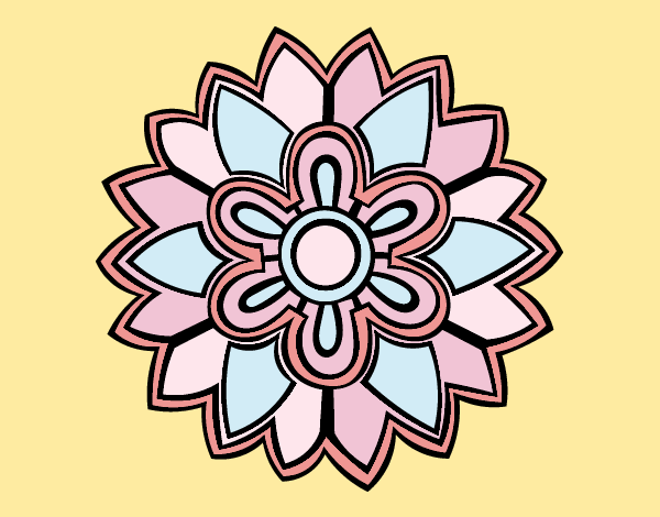 Coloring page Flower Mandala shaped weiss painted bylorna