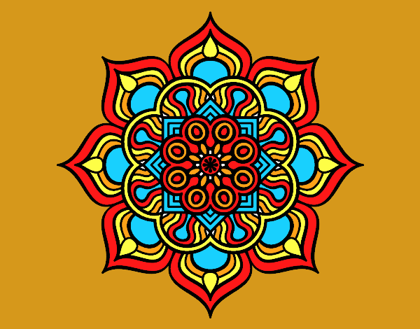 Coloring page Mandala flower of fire painted byrobo